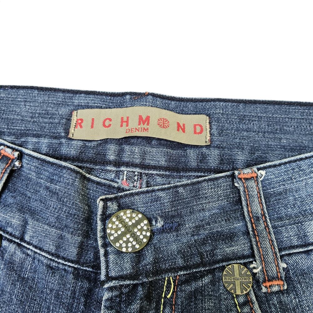 Y2k Richmond Jeans Union Jack Rhinestone Low-Rise - Size 28 - Picture 4 of 8